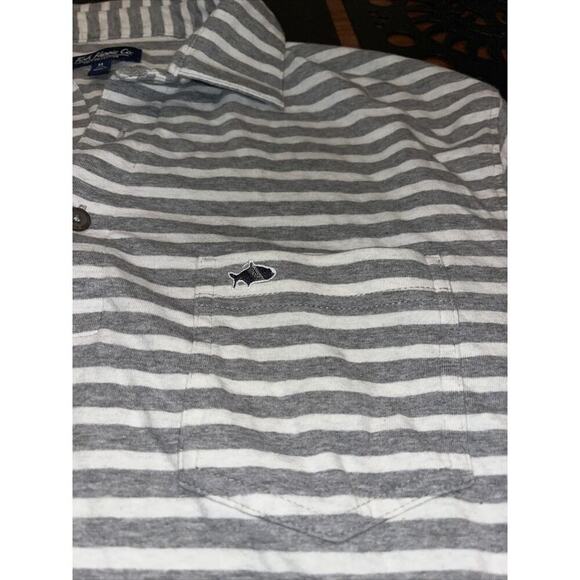 Fish Hippie Gray Striped Polo Cotton‎ Blend Polo Shirt Men’s Size M - Picture 2 of 4